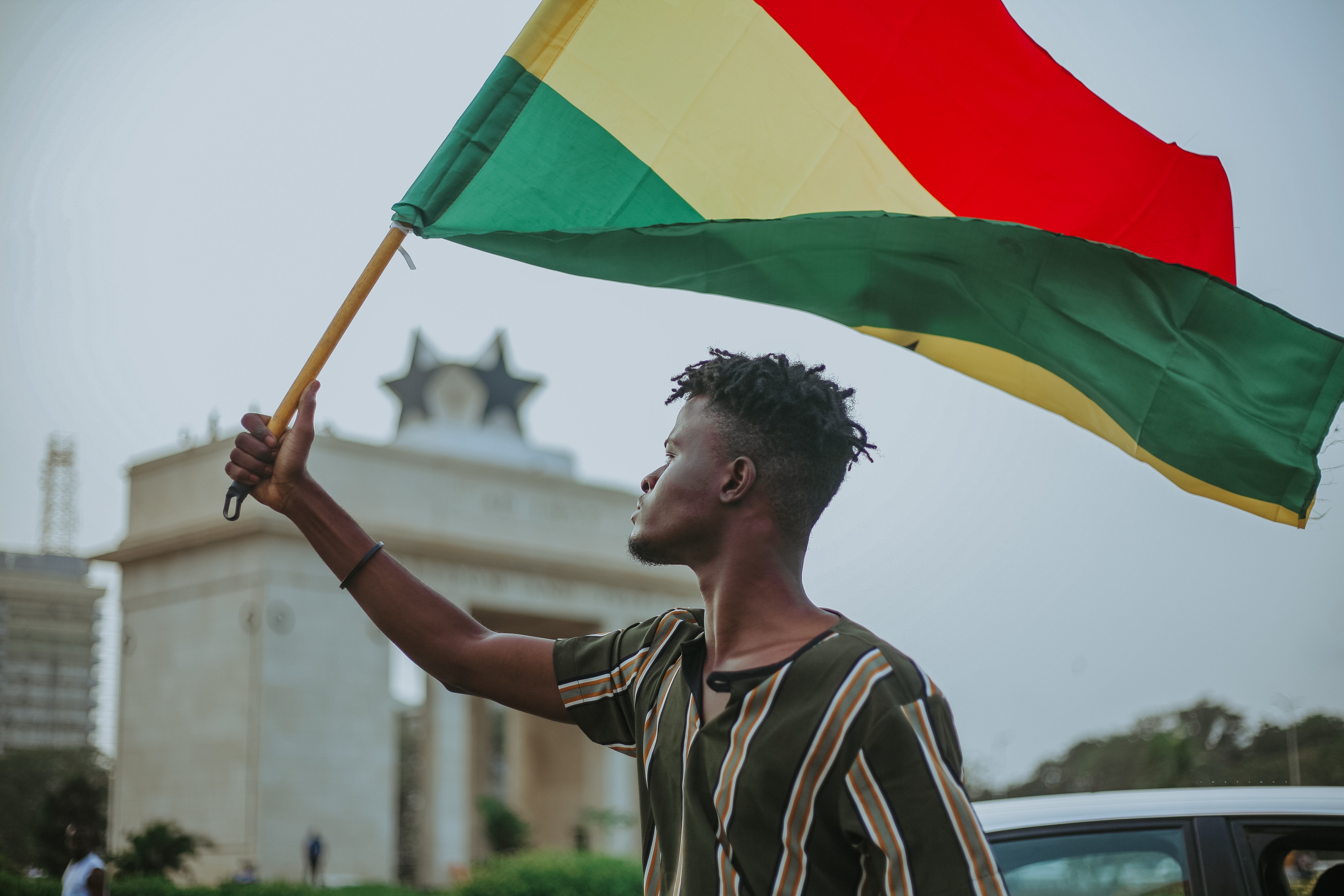 Man in Ghana with Flag